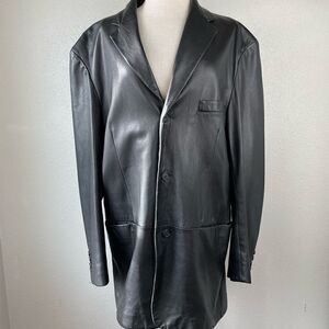 Alfani Black Leather Jacket Size L EUC